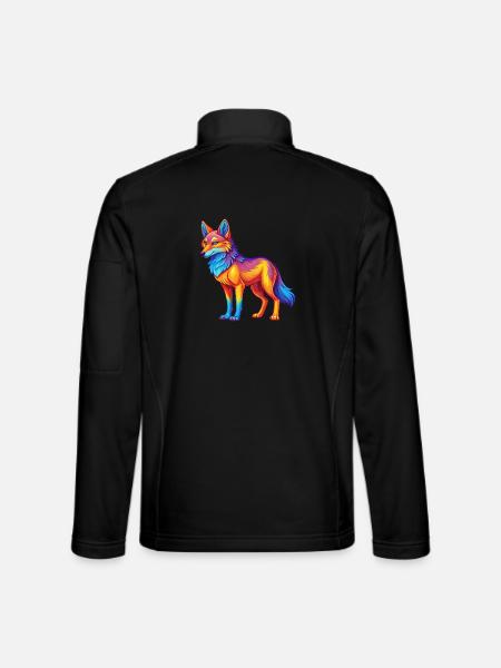 Kojote Bunte Kawaii Cartoon Figur Clipart - Unisex Softshelljacke - Schwarz - Hinten