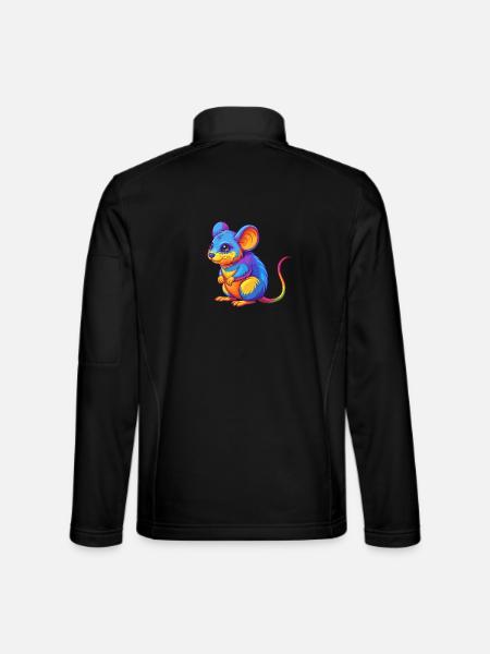 mouse Colorful Kawaii Cartoon Character Clipart - Unisex Softshell Jacket - black - Back