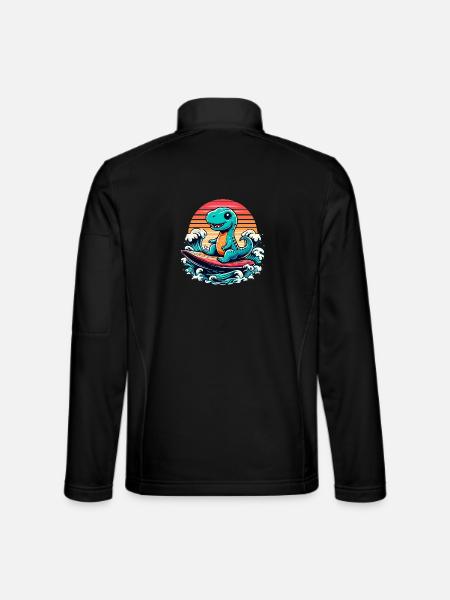 Leuke T-Rex Surfer Surfer Surfer Surfen Gift - Uniseks softshelljas - zwart