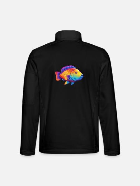 Napoleon Lippfisch Buntes Kawaii Cartoon Meerestier - Unisex Softshelljacke - Schwarz - Hinten