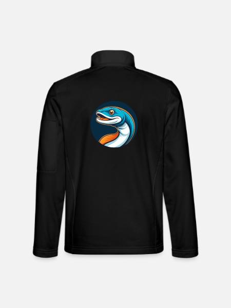 Anguille mignon kawaii dessin animé Clipart Animal Pet Logo - Veste en tissu softshell Unisexe - noir - Dos