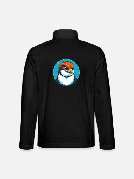 Moineau mignon drôle Kawaii dessin animé animal animal logo - Veste en tissu softshell Unisexe - noir - Dos