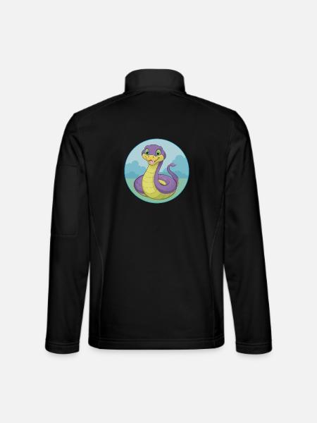 Kobra Niedliche Kawaii Cartoon Clipart Tier Haustier - Unisex Softshelljacke - Schwarz - Hinten