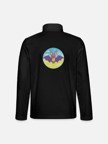 Fledermaus Niedlich Kawaii Cartoon Clipart Tier Haustier - Unisex Softshelljacke - Schwarz - Hinten