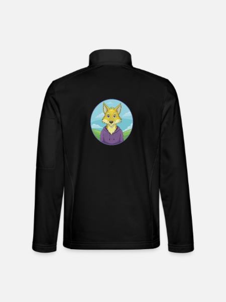 Kojote Niedliche Kawaii Cartoon Clipart Tier Haustier - Unisex Softshelljacke - Schwarz - Hinten