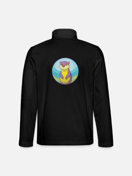 loutre mignon kawaii dessin animé clipart animal de compagnie - Veste en tissu softshell Unisexe - noir - Dos