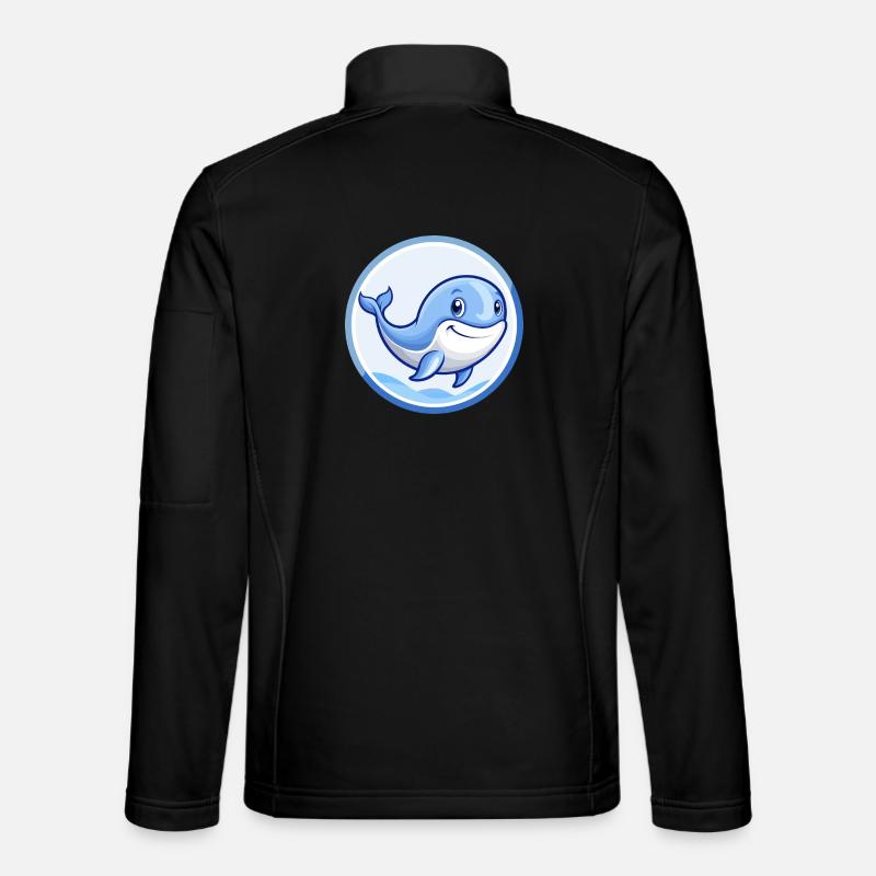 Blauwal Blauer Kawaii Cartoon Charakter Clipart - Unisex Softshelljacke - Schwarz