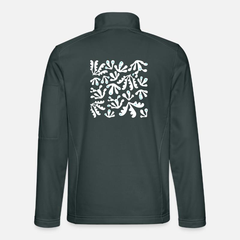 Abstract Coral L White Blue Dots Unisex Softshell Jacket