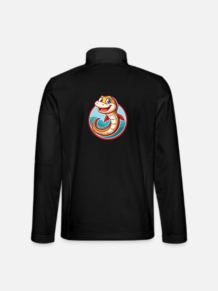 Anguille mignon drôle kawaii dessin animé Clipart animal de compagnie - Veste en tissu softshell Unisexe - noir - Dos
