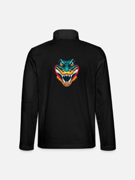Krokodil Niedlich Kawaii Cartoon Clipart Tier Gesicht - Unisex Softshelljacke - Schwarz - Hinten