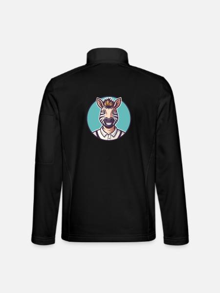 Zebra Kawaii Cartoon Figur Tier Haustier Gesicht - Unisex Softshelljacke - Schwarz - Hinten