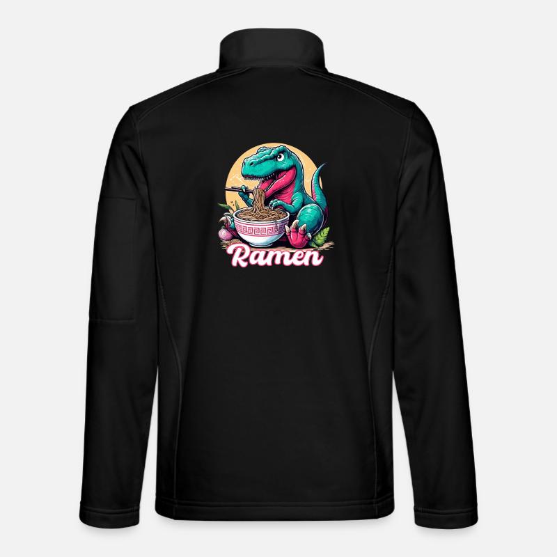 Mignon T-Rex Ramen Dinosaure Cadeau - Veste en tissu softshell Unisexe - noir