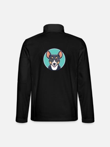 Majorca Ratter Dog Breed Cartoon Kawaii Clipart - Unisex Softshell Jacket - black - Back