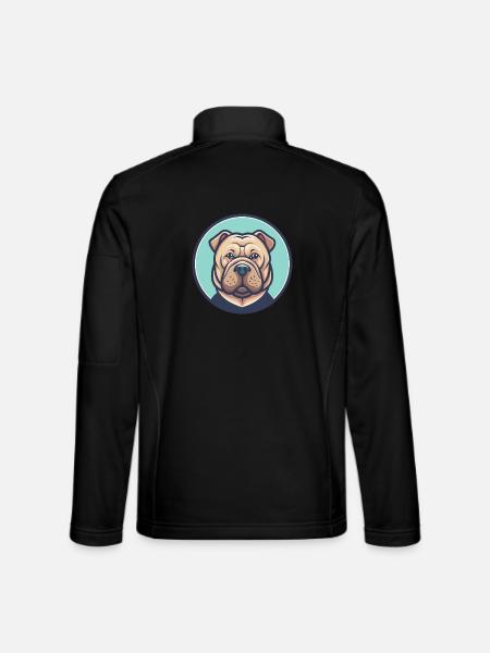 Shar Pei Hunderasse Bunte Karikatur Kawaii Clipart - Unisex Softshelljacke - Schwarz - Hinten