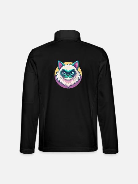 Himalaya-Katzenrasse Karikatur Kawaii Tier Haustier - Unisex Softshelljacke - Schwarz - Hinten