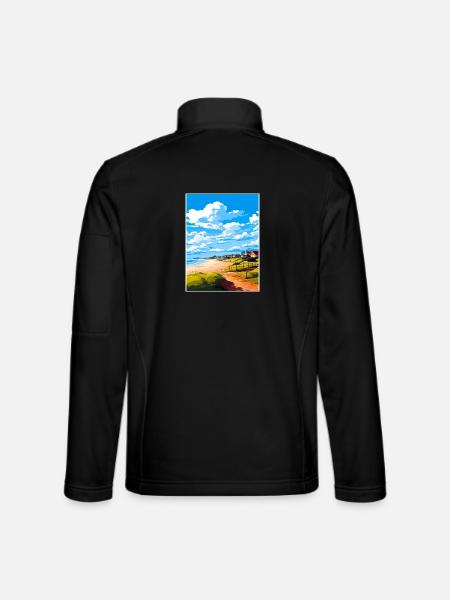 Suffolk Coast Heaths Travel Poster Souvenir WPA - Unisex Softshell Jacket - black - Back