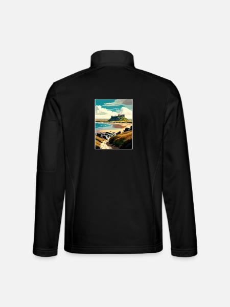 Northumberland Coast Anob Affiche de voyage souvenir - Veste en tissu softshell Unisexe - noir - Dos