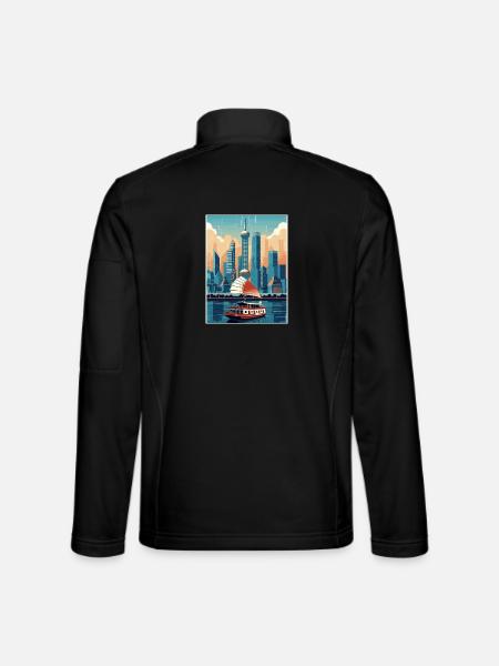 Shanghai Chine Voyage Affiche Souvenir Peinture WPA - Veste en tissu softshell Unisexe - noir - Dos