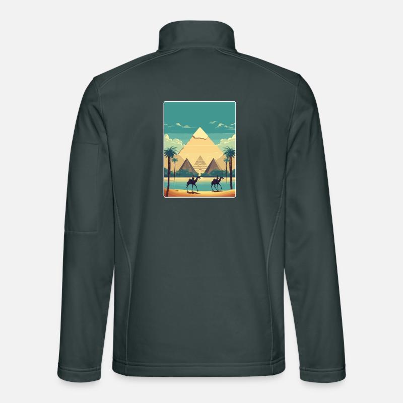 Le Caire, Égypte, Grandes Pyramides De Gizeh, Affiche De Voyage Veste en tissu softshell Unisexe