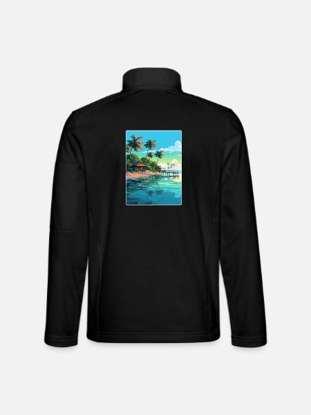 Malediven Süd Aisa Vintage Reiseposter Souvenir - Unisex Softshelljacke - Schwarz - Hinten