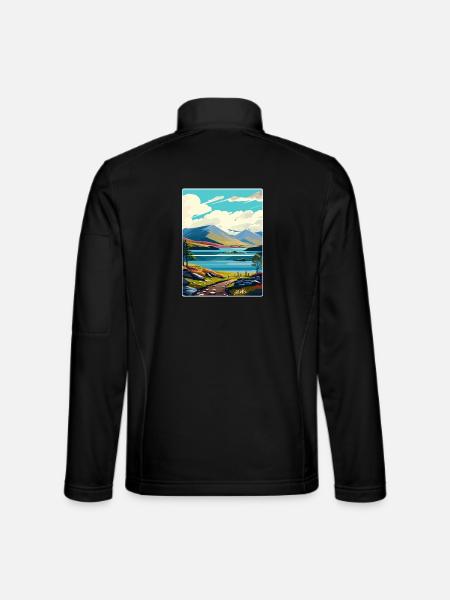 Loch Lomond National Park Travel Poster Souvenir - Unisex Softshell Jacket - black - Back