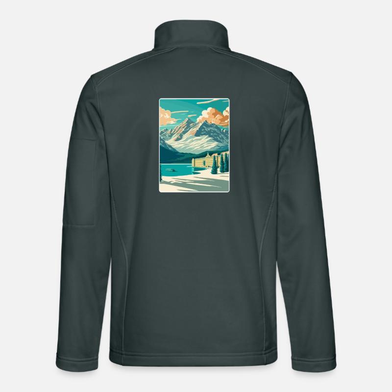 Station de ski de Saint-Moritz Affiche de voyage en montagne Veste en tissu softshell Unisexe