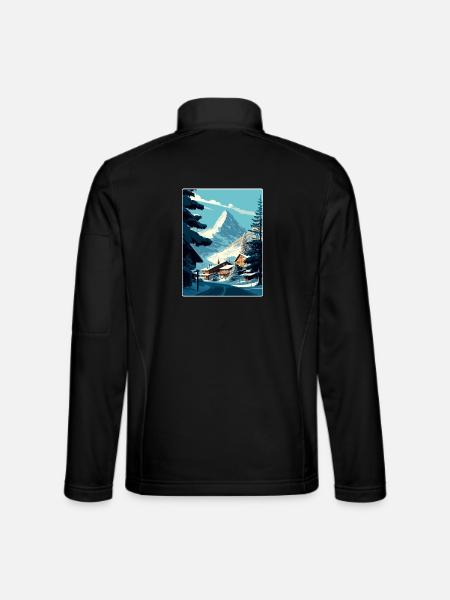 Zermatt Ski Skiing Travel Poster Souvenir Paint WP - Unisex Softshell Jacket - black - Back