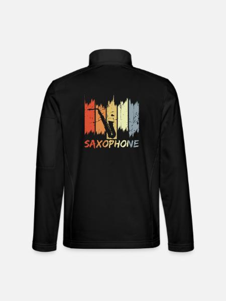Vintage Saxophonist - Unisex Softshelljacke - Schwarz - Hinten