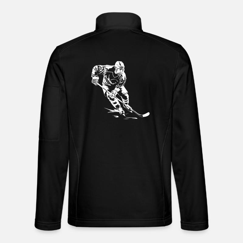 Ice Hockey Player Drawing - Unisex Softshell Jacket - black