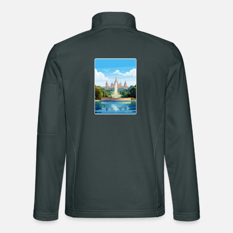 Barcelona Spanien Reise Poster Souvenir Farbe WPA Unisex Softshelljacke