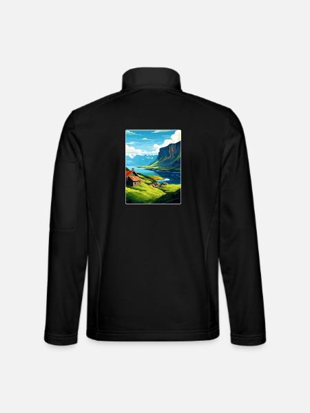 The Fjords Norway Norwegian Mountains Scandinavian - Unisex Softshell Jacket - black - Back