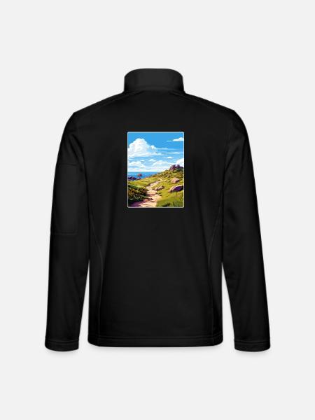 Lands End Cornouailles Angleterre Affiche de voyage souvenir - Veste en tissu softshell Unisexe - noir - Dos