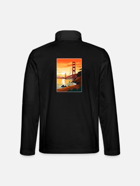 San Francisco Golden Gate Kalifornien Reiseposter - Unisex Softshelljacke - Schwarz - Hinten