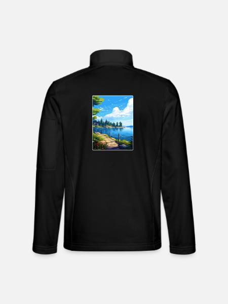 Lake Arrowhead California Travel Poster Souvenir - Unisex Softshell Jacket - black - Back