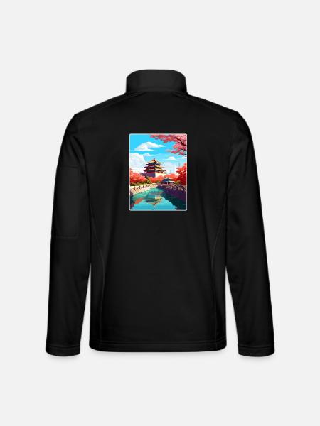 Pékin Chine Voyage Affiche Souvenir Peinture WPA - Veste en tissu softshell Unisexe - noir - Dos