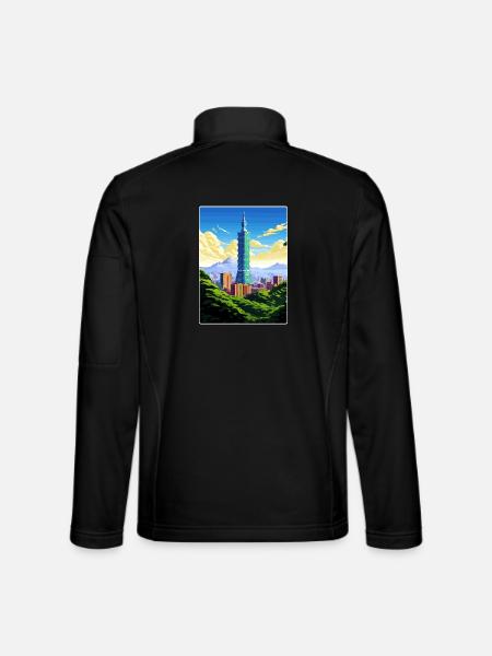Taipeh Taiwan Reise Poster Souvenir Malerei WPA - Unisex Softshelljacke - Schwarz - Hinten