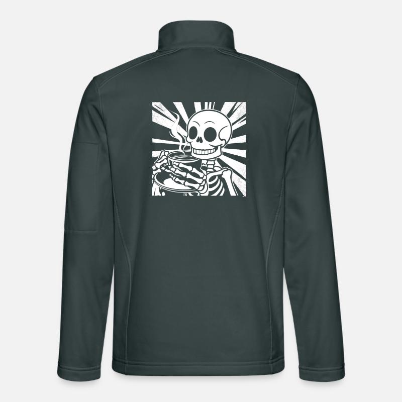 Skelett beim Kaffee trinken Unisex Softshelljacke