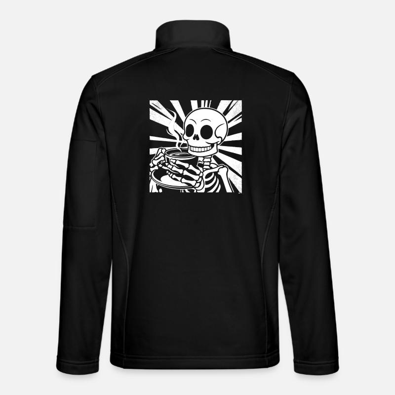 Skeleton drinking coffee - Unisex Softshell Jacket - black
