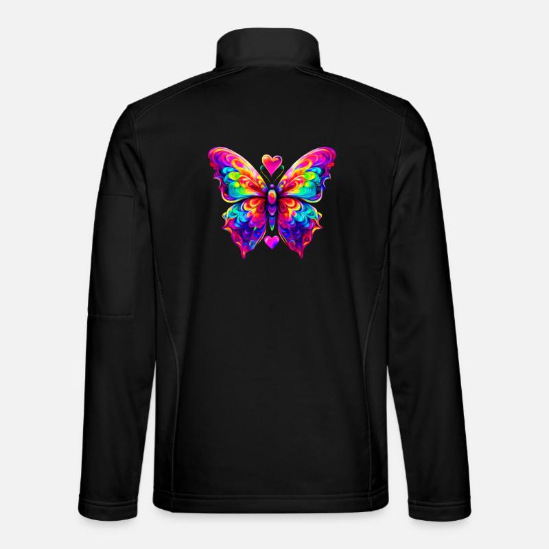 Bunter psychedelischer Schmetterling Unisex Softshelljacke