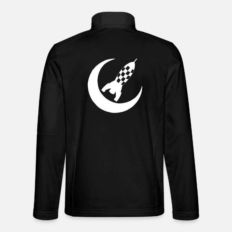 Weiße Rakete und Halbmond - Unisex Softshelljacke - Schwarz
