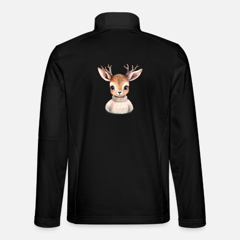 Cerf câlin en pull d’hiver - Veste en tissu softshell Unisexe - noir