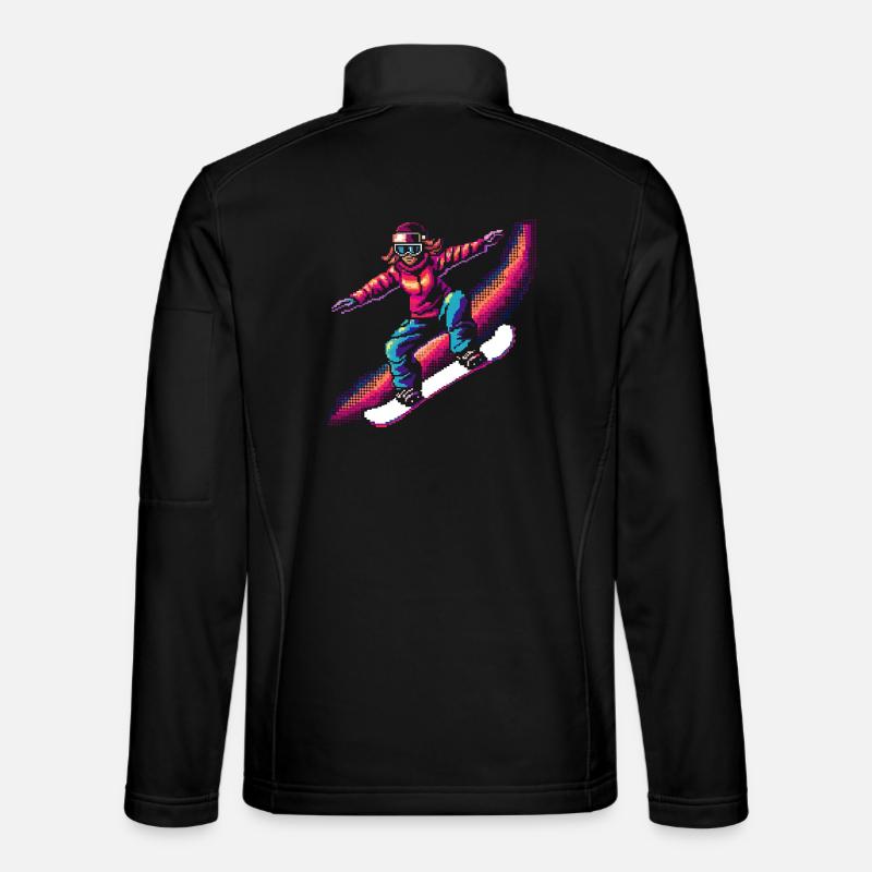 Snowboarding Pixel - Unisex Softshell Jacket - black