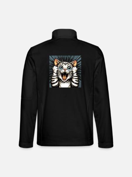Shocked Cat Cats Gift - Unisex Softshell Jacket - black