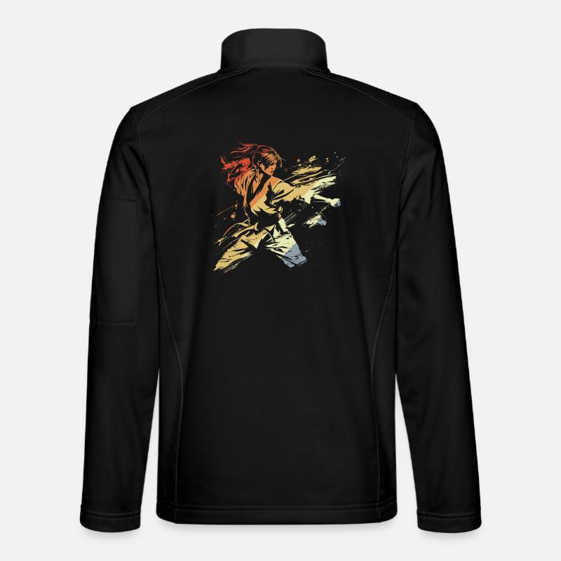 Retro Female Karateka - Unisex Softshell Jacket - black