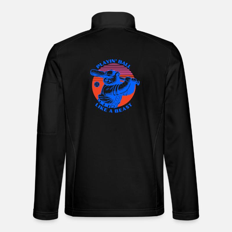 Baseball bear in retro style - Unisex Softshell Jacket - black