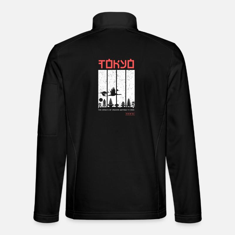 Tokyo – Japanese landscape with cranes - Unisex Softshell Jacket - black