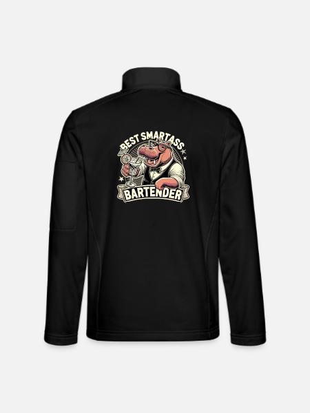 Bartender Barman Hippopotamus Hippopotamus Gift - Unisex Softshell Jacket - black - Back