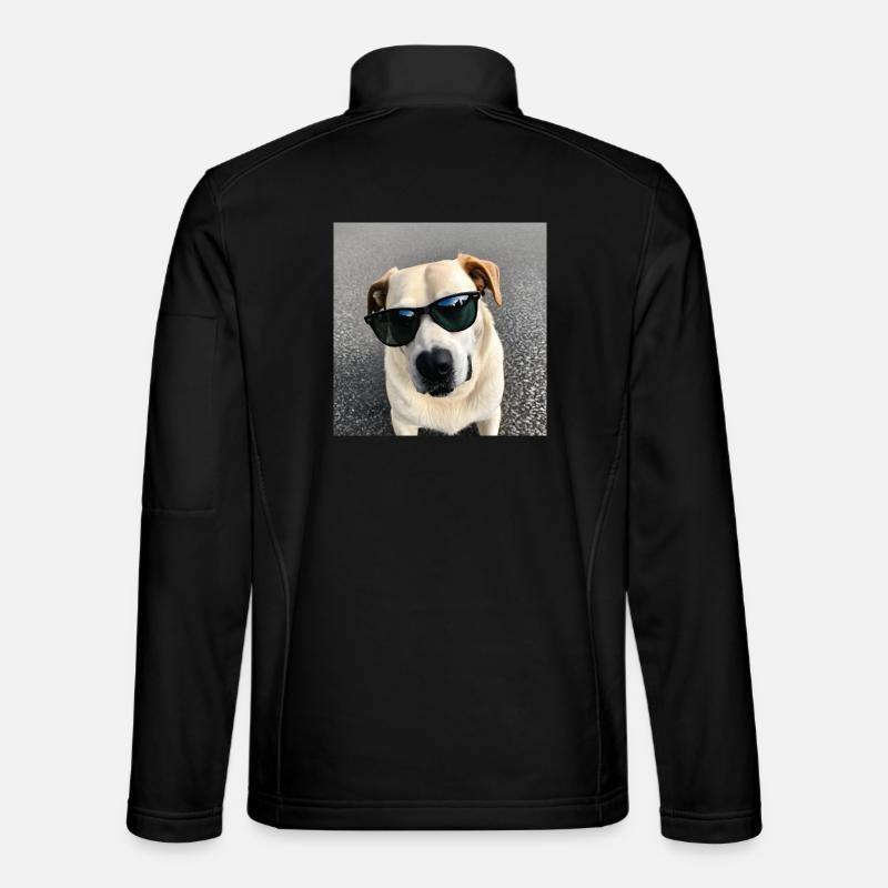 Hund mit Sonnenbrille - Unisex Softshelljacke - Schwarz