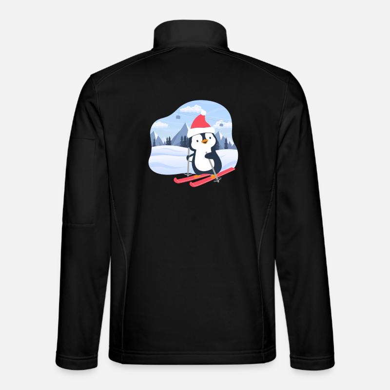 Little penguin skiing - Unisex Softshell Jacket - black