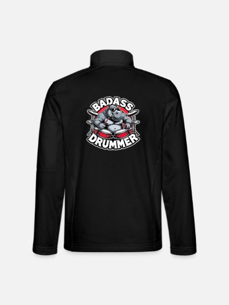 Badass Drummer Hippo Cool Gift - Veste en tissu softshell Unisexe - noir - Dos